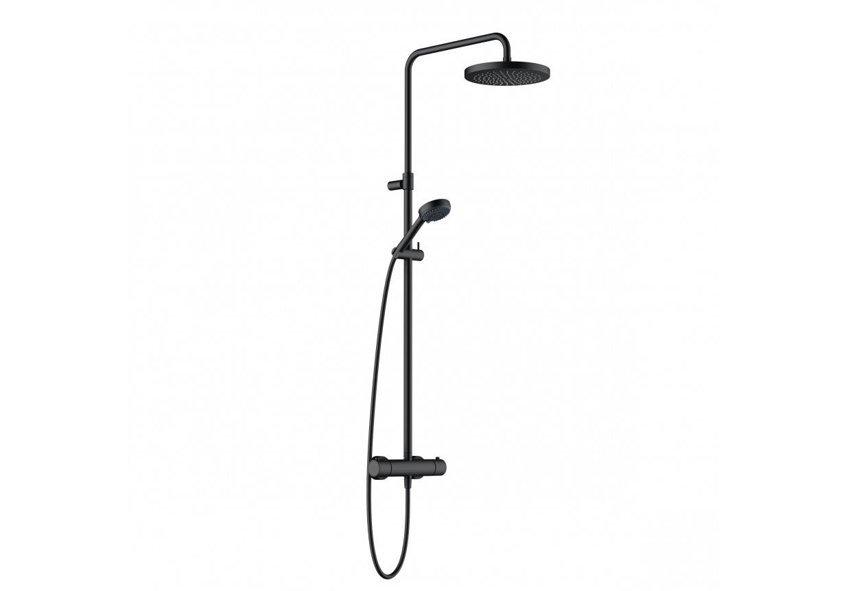 Bat.sa usponskim i rucnim tusem, bez izliva, termostatska KLUDI - LOGO BLACK [6808239-00]